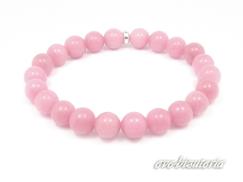 0347 bransoletka jadeit 8mm różowo mleczna