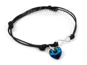 Bransoletka sznurkowa Nieskończoność - Serduszko Swarovski B22