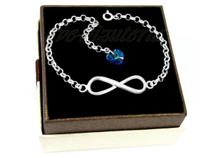 Srebrna bransoletka Nieskończoność Serce Swarovski B45