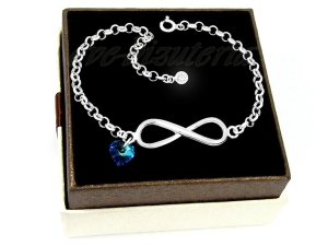 Srebrna bransoletka Nieskończoność Serce Swarovski B44