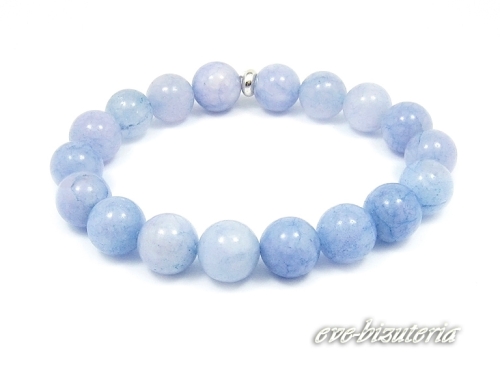 Bransoletka z kamieni jadeit 10 mm niebiesko lodowa 0342