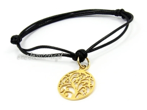 Bransoletka sznurkowa z zawieszką DRZEWO ŻYCIA pozłacana 0825