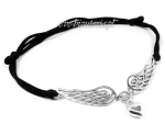 Srebrna bransoletka sznurkowa SERCE ANIOŁA 0934