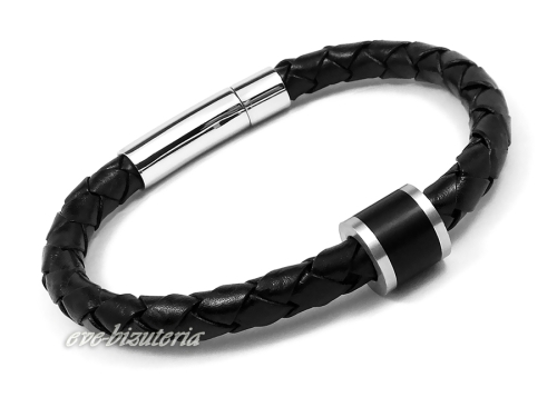 Męska bransoletka z rzemienia i stali szlachetnej 1043.jpg