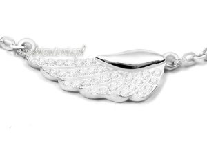 Srebrna bransoletka celebrytka Skrzydło Anioła z cyrkoniami 1010