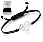 Srebrna bransoletka sznurkowa Serce B92
