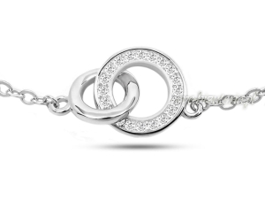 Srebrny naszyjnik celebrytka Ring z cyrkoniami 1008