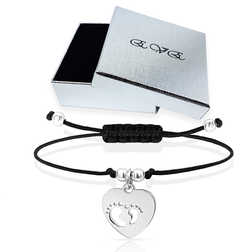 Bransoletka sznurkowa serce stópki.jpg