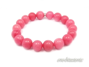 Bransoletka z kamieni - jadeit 10mm różowo pudrowa 0330