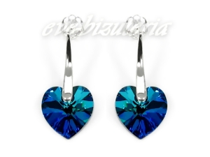 Kolczyki Serduszka SWAROVSKI Bermuda Blue 1124  