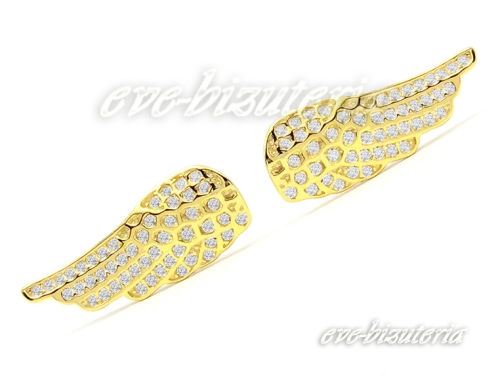 Kolczyki Skrzydła Anioła pozłacane z cyrkoniami 1011a.jpg