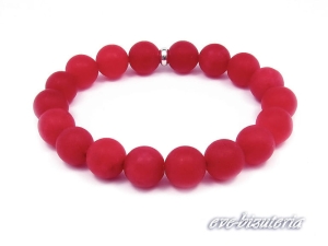 Bransoletka z kamieni - jadeit 10mm wiśniowa