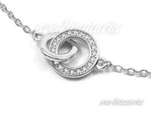 Srebrna bransoletka celebrytka Ring z cyrkoniami 1009