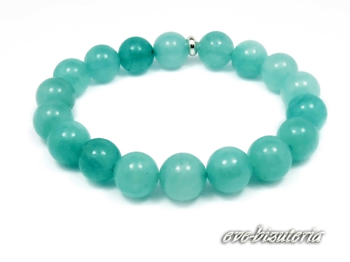 Bransoletka z kamieni jadeit 10 mm błękitno morska 0337