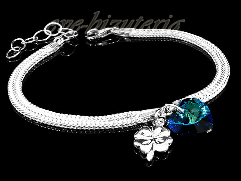 Srebrna bransoletka Koniczynka Serce B69