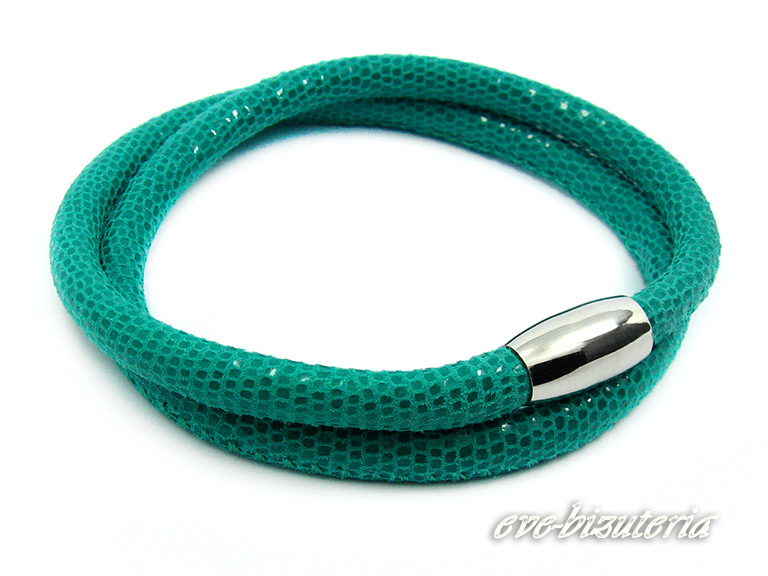 Bransoletka z rzemienia Skóra Węża miętowa 0391